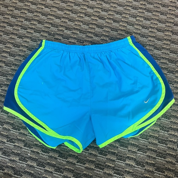 Women's Nike Tempo Running Shorts Blue/ Green Size Medium - Picture 1 of 5